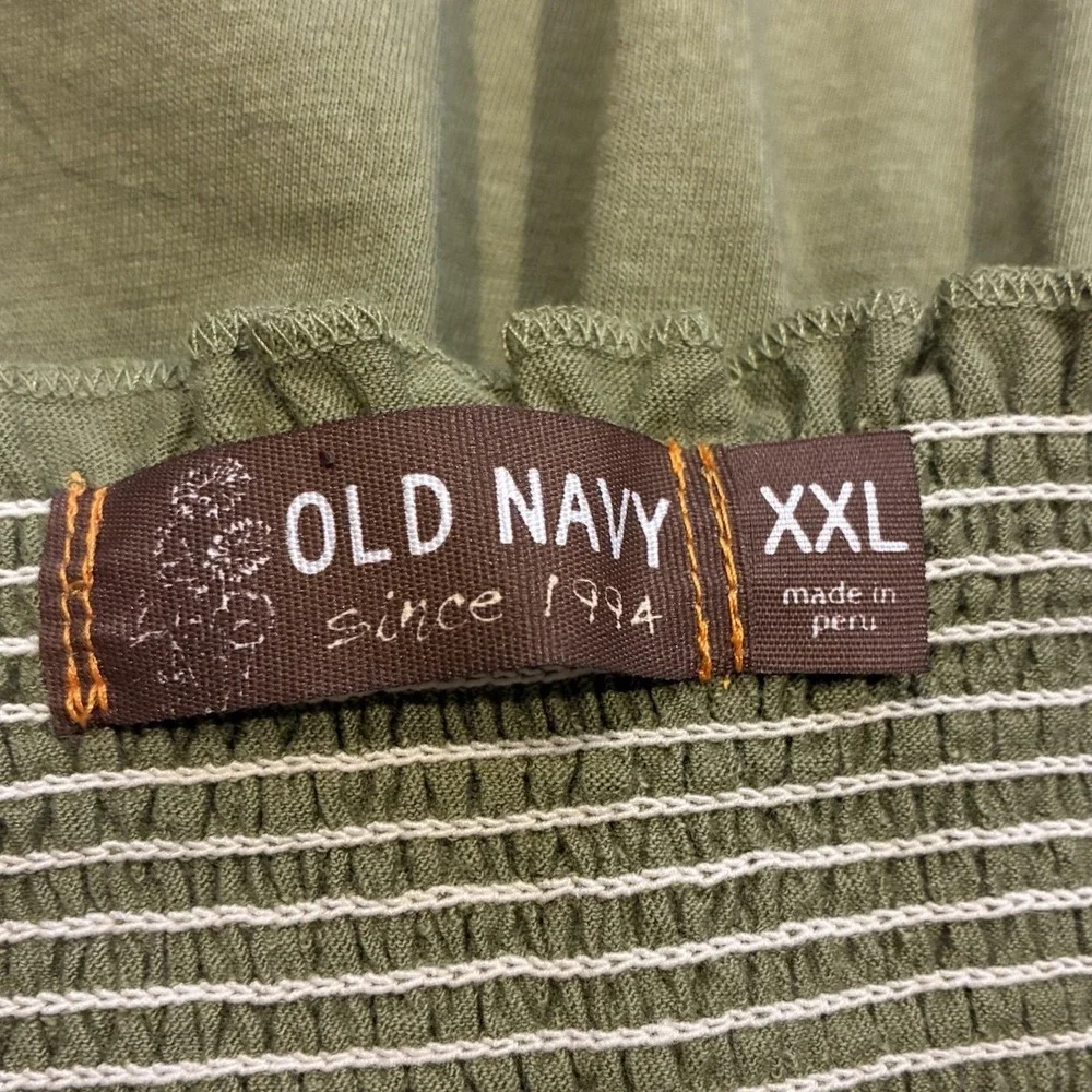 Old Navy Olive Green Smocked Sleeveless Tank Top Y2K Festival Kids XXL